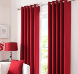 Red Color Eyelet Curtains