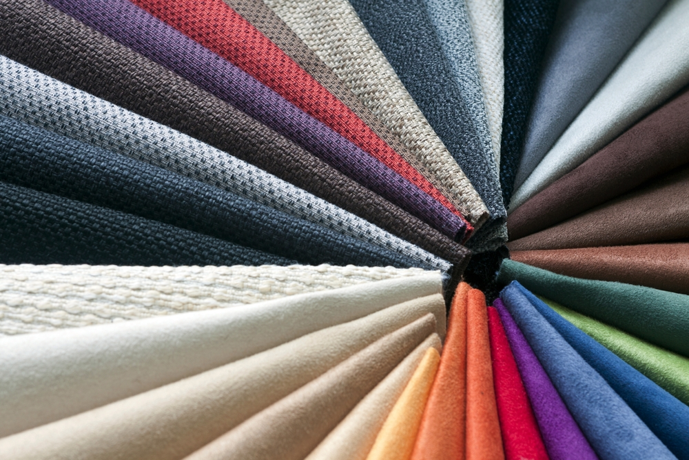 Vibrant fabric samples displayed in a circular arrangement.